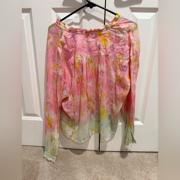 Pilcro Pink Floral Boho Peasant Blouse - Size M - Picture 4 of 7